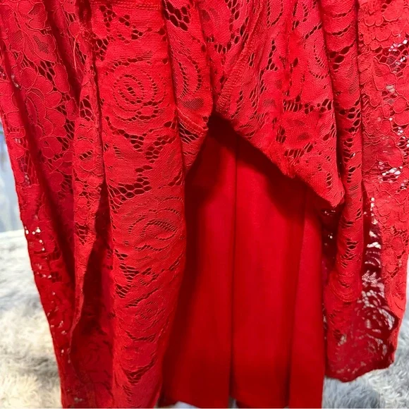 Lulu's Red Sleeveless Plunge Neck Maxi Gown for Cocktail - Picture 9 of 10